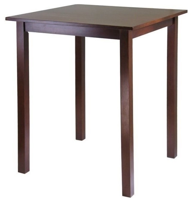 Pemberly Row Square Transitional Solid Wood Pub Table in Antique Walnut ...