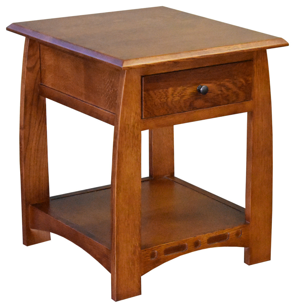 Mission Quarter Sawn White Oak 1Drawer Inlay End Table, Model A24