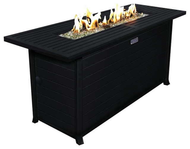 Sunbeam Elite Linear Modern Aluminum Fire Table in Black Finish ...