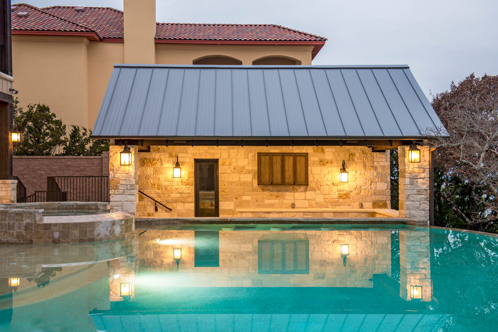 Inspiration for a rustic pool remodel in Austin