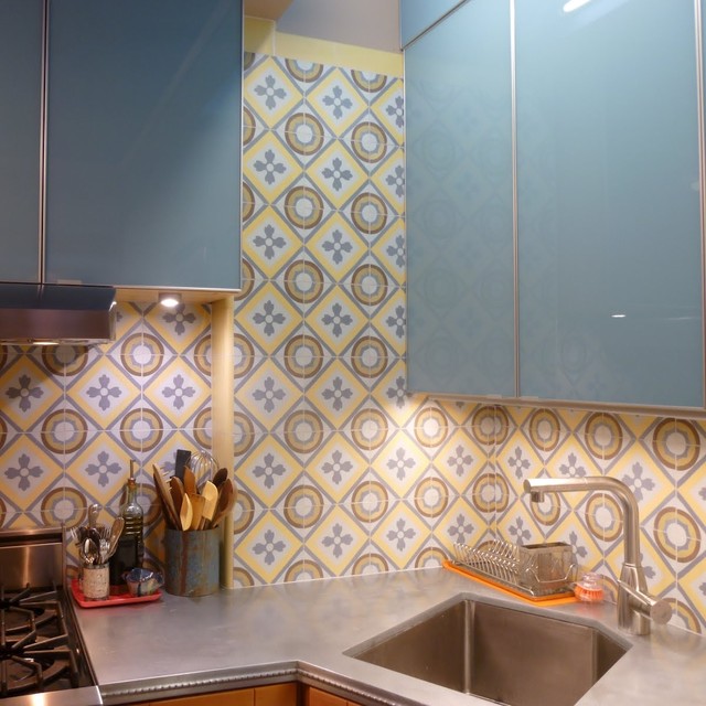 Cement Tile Backsplash Makes a Chelsea Kitchen Remodel Eclectic