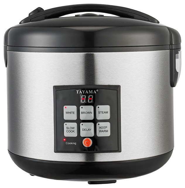 Tayama TRC-100 10-Cup Digital Rice Cooker and Food Steamer, Black ...