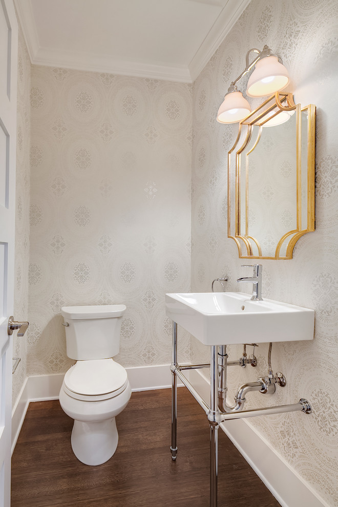 Inspiration for a timeless brown floor powder room remodel in Seattle