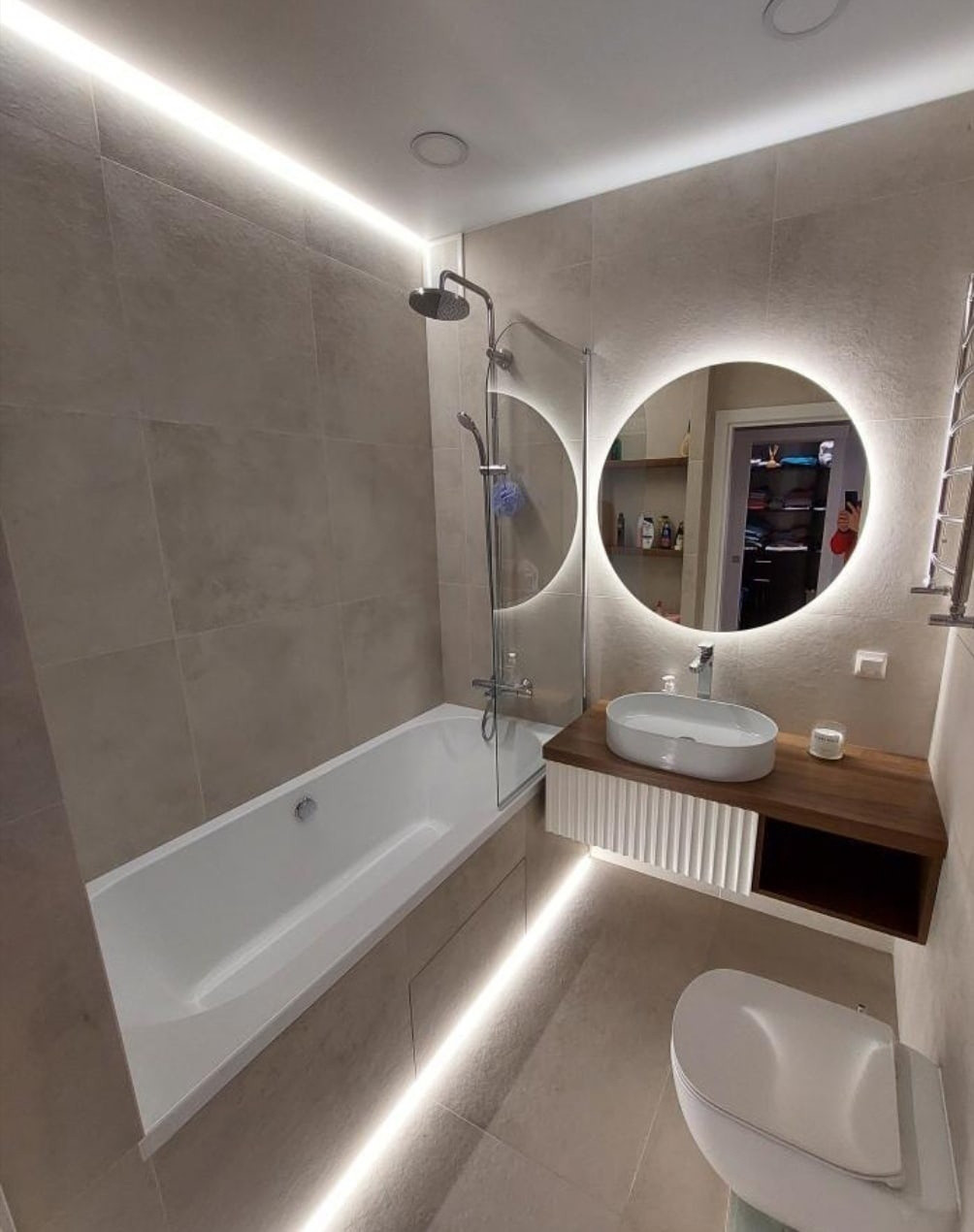 Фото реализованного проекта ванной камнаты.