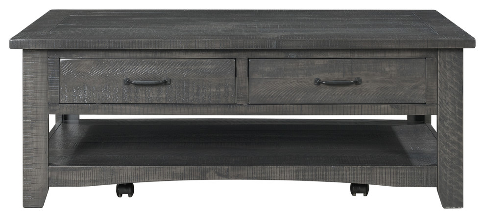 Martin Svensson Home Rustic Solid Wood 2 Drawer Coffee Table Gray