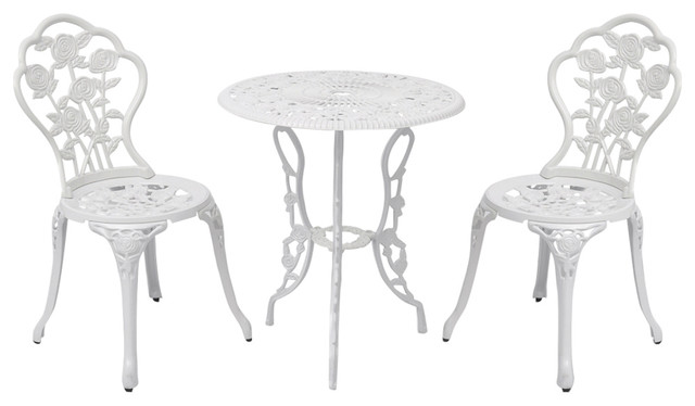 Outdoor Patio Furniture 3pcs Cast, White Cast Aluminum Patio Chairs