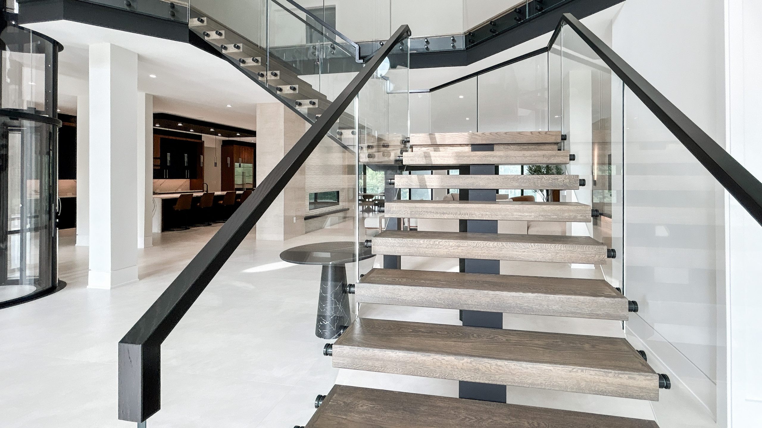 Project #159 | Modern Foyer Stair with Stand-off Glass Railing
