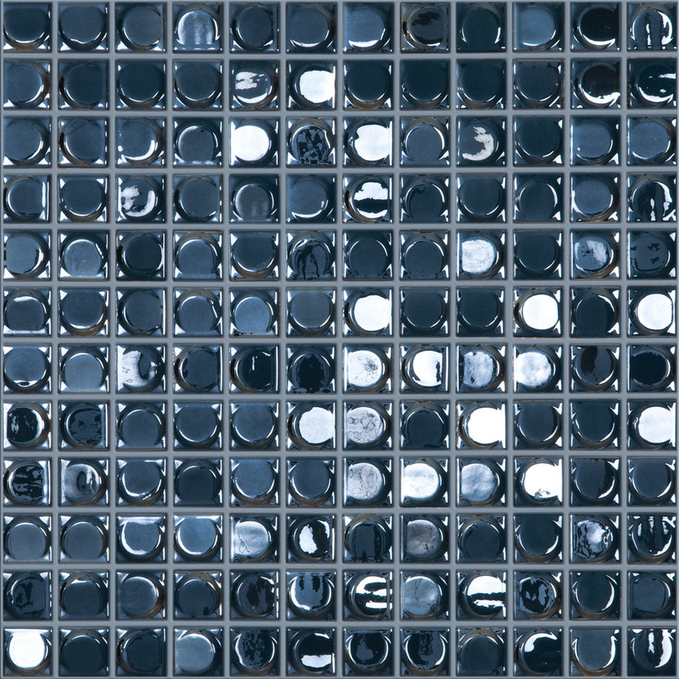 12.5"x12.5" Dark Blue Iridescent Glass Tile