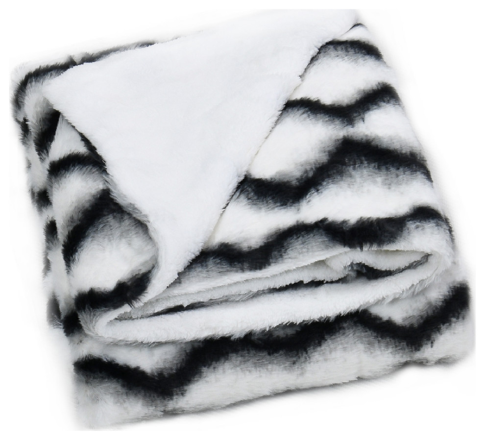 Elite Faux Fur Throw Blanket With Sherpa Backing, Irene, 50" X 60"