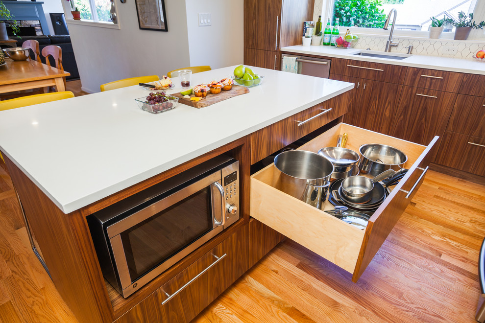 This is an example of a midcentury kitchen in Portland.