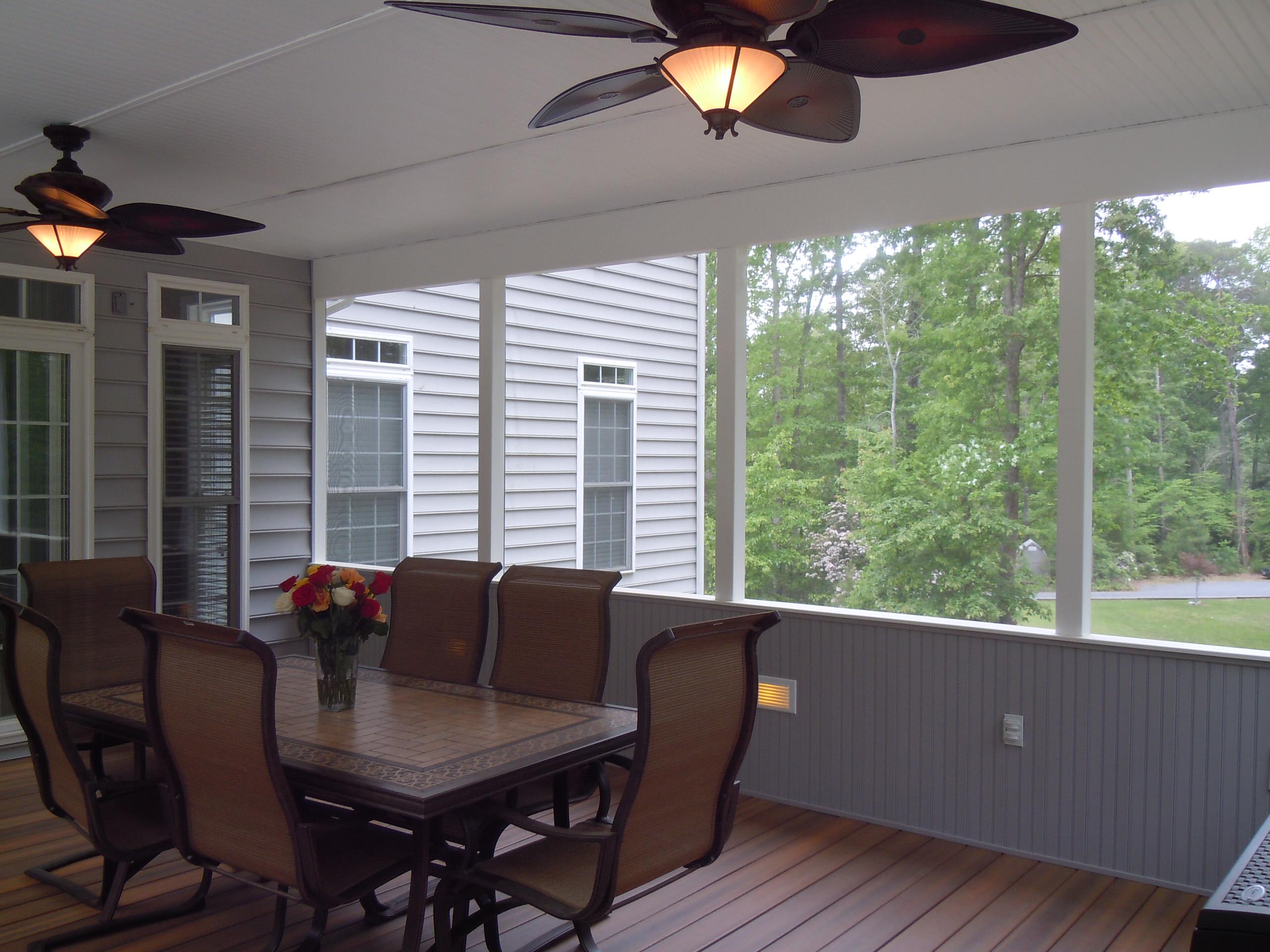 Screened-in Porch with composite decking boards