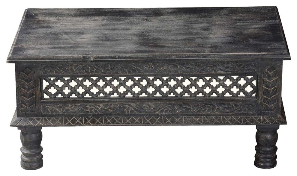 Nottingham Lattice Mango Wood Hand Carved Coffee Table Mediterranean