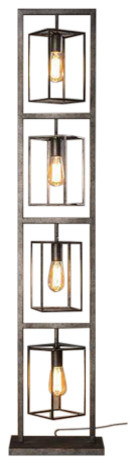 Winston Floor Lamp 4X Cubic Tower, Industrial Design