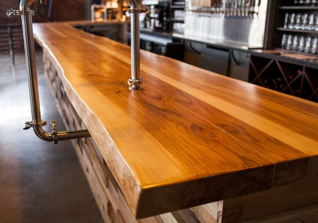 River Table Bar Top  Wood bar top, Basement bar designs, Wood bar