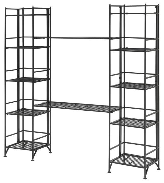 Xtra Storage 5 Tier Folding Metal Shelves With Set of 2 Deluxe