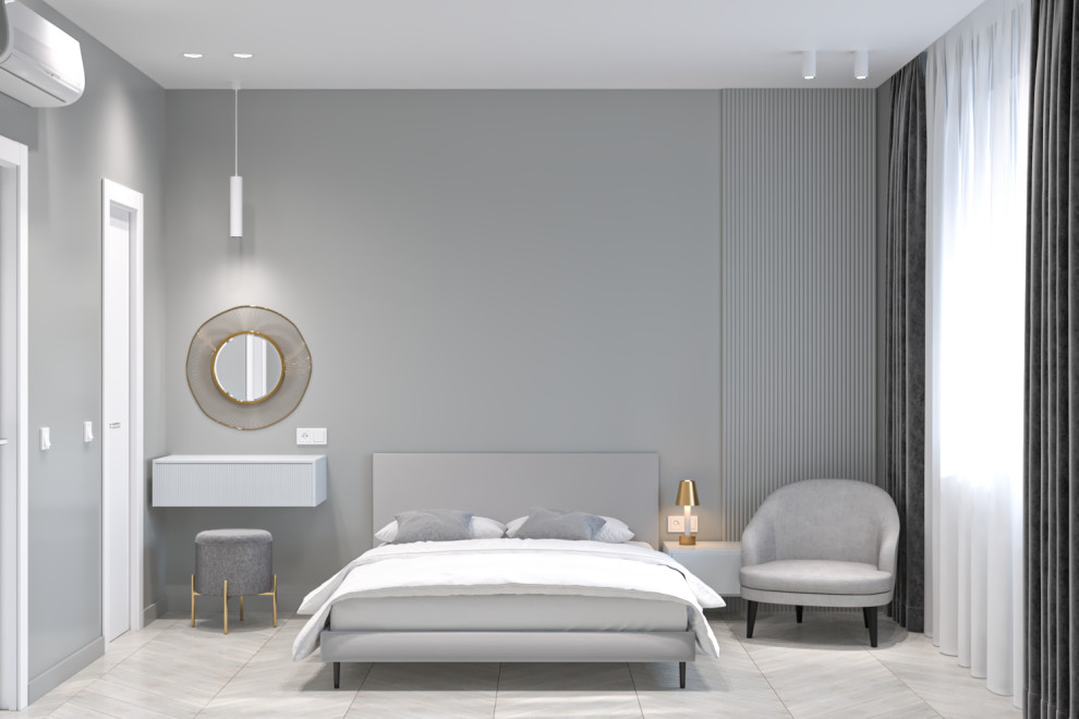 Серый монохром. Проект однокомнатной квартиры для сдачи