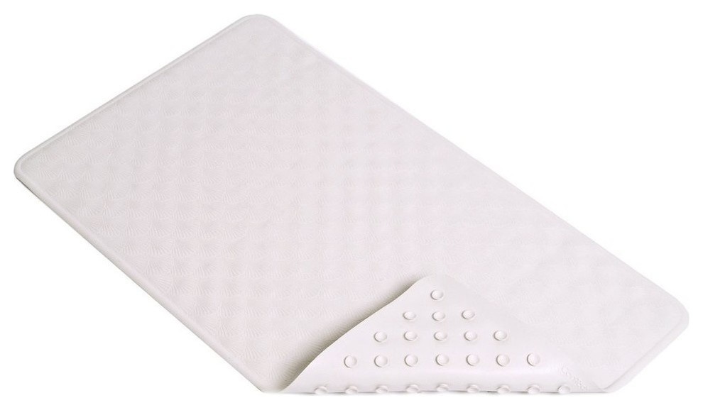 Con-Tact® BMAT-C4K04-04 Shells Rubber Bath Mat, White, 16" x 28"