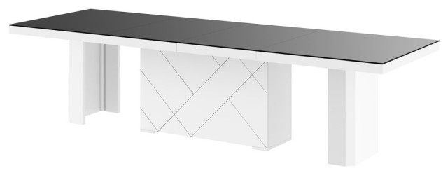 VOLOS Max Extendable Dining Table, Black/White