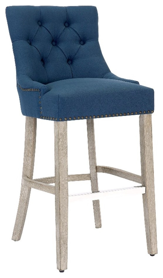 Bellmount 29 in. Upholstered Tufted Wingback Bar Stool Transitional
