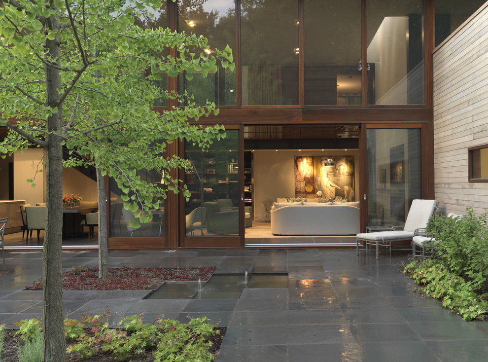 Inspiration for a contemporary exterior in Baltimore with wood siding.