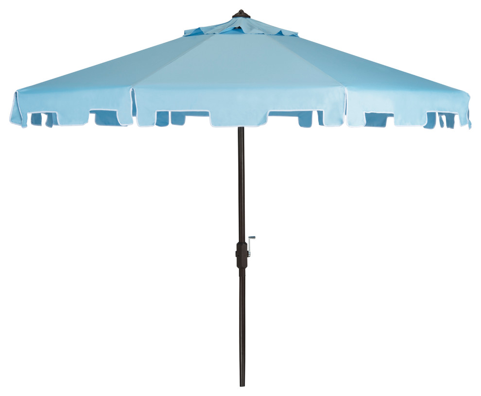 Zimmerman 9 ft. Crank Market Push Button Tilt Umbrella in Blue