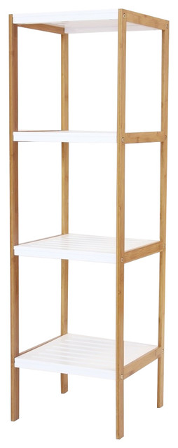 2 Tone 4-Tier Square Tower, Storage Rack, Shelving Unit - Contemporary ...
