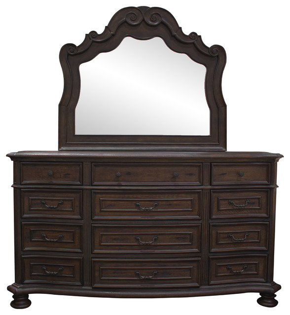 Adele Sleigh Weathered Oak Dresser And Mirror 2 Piece Set Adele Sleigh Weathered Oak Dresser And Mirror 2 Piece Set