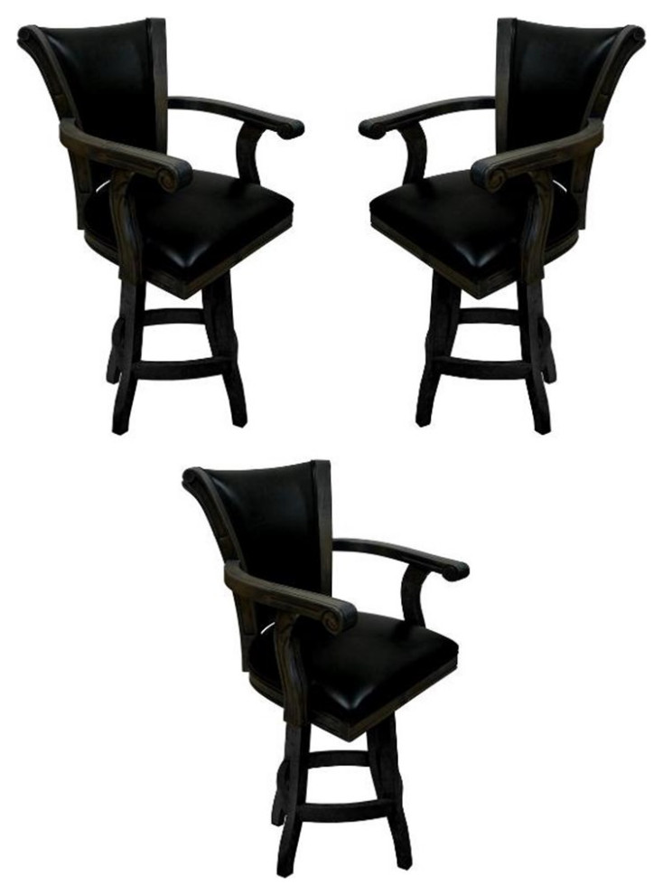 Home Square 26" Swivel Solid Wood Counter Stool in Black Set of 2