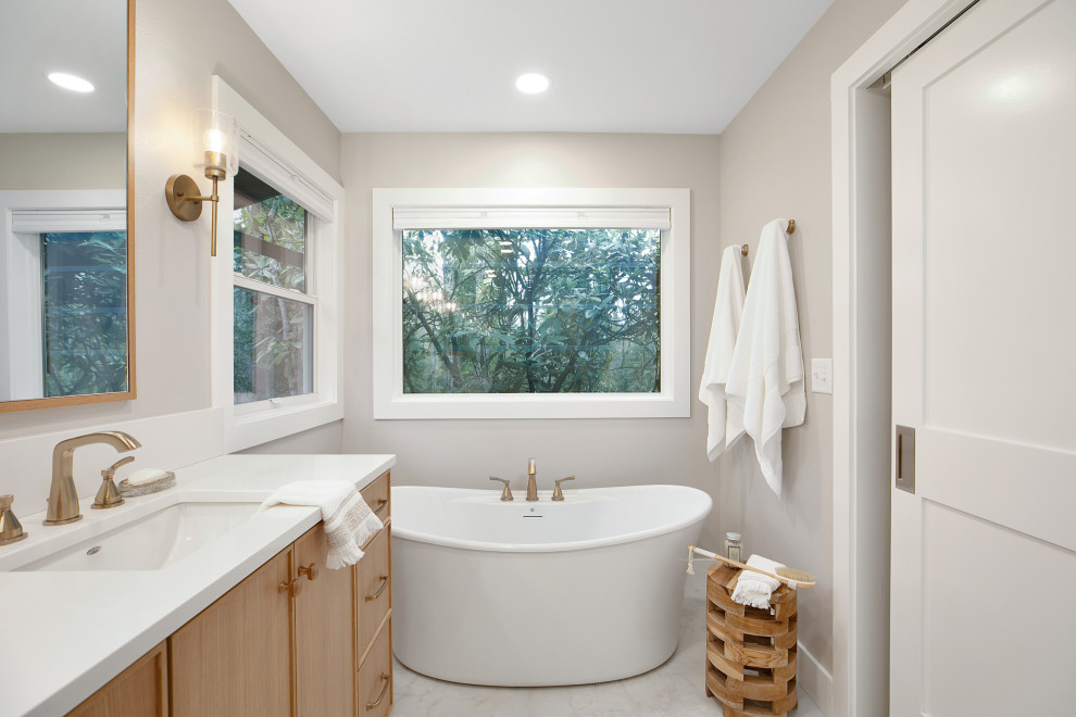 West Hills Sanctuary Portland Bathroom Remodel Transitional