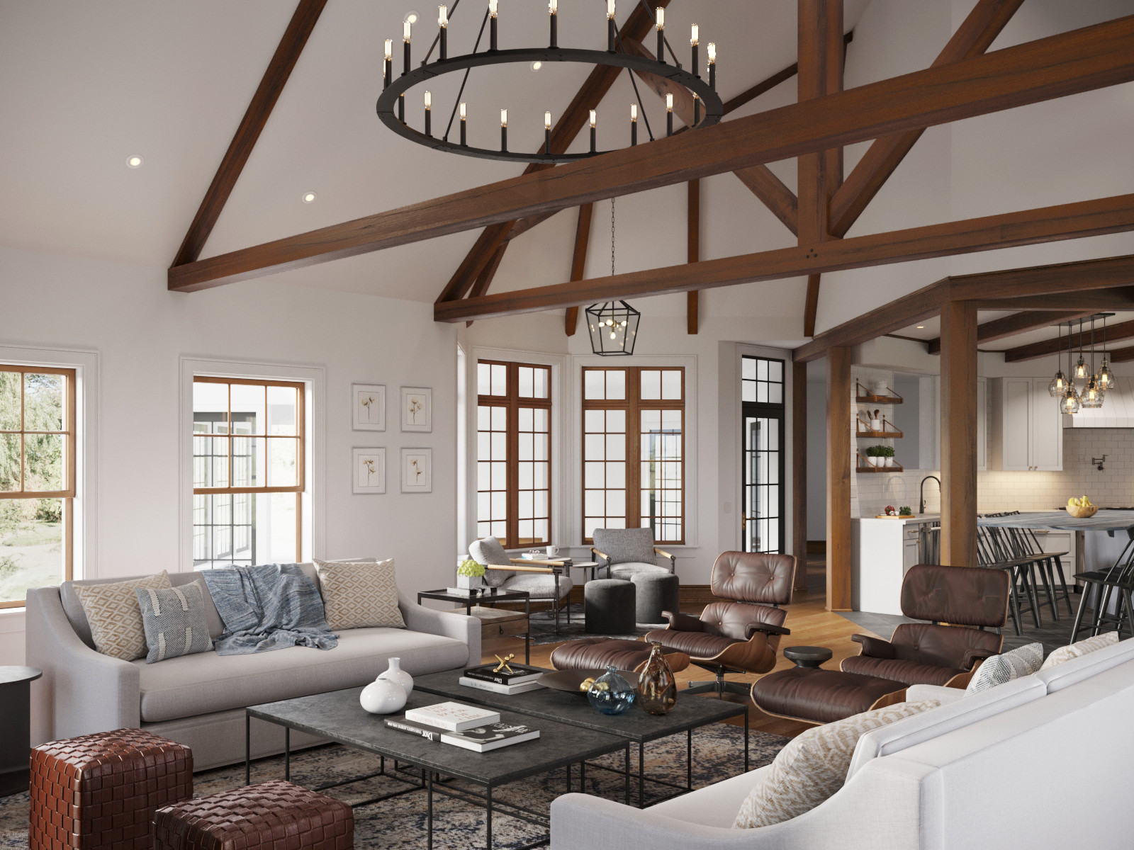 Apex NC  Farmhouse - Family Room Rendering
