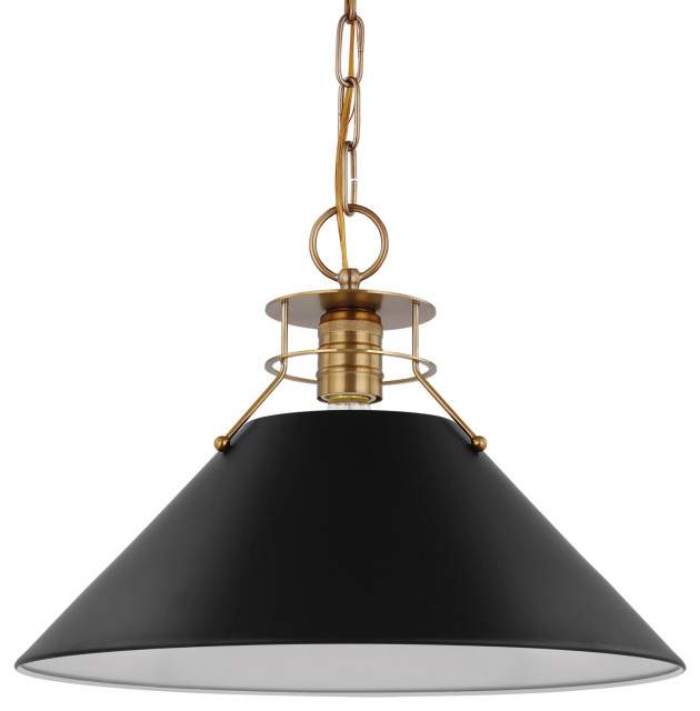 Nuvo Lighting 60/7525 Outpost 17"W Pendant - Matte Black / Burnished Brass