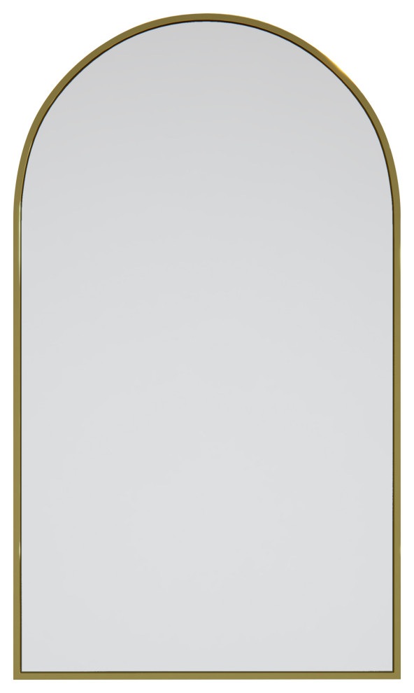 22" W x 38" H Arch Shape Stainless Steel Framed Mirror, Black, Satin Brass