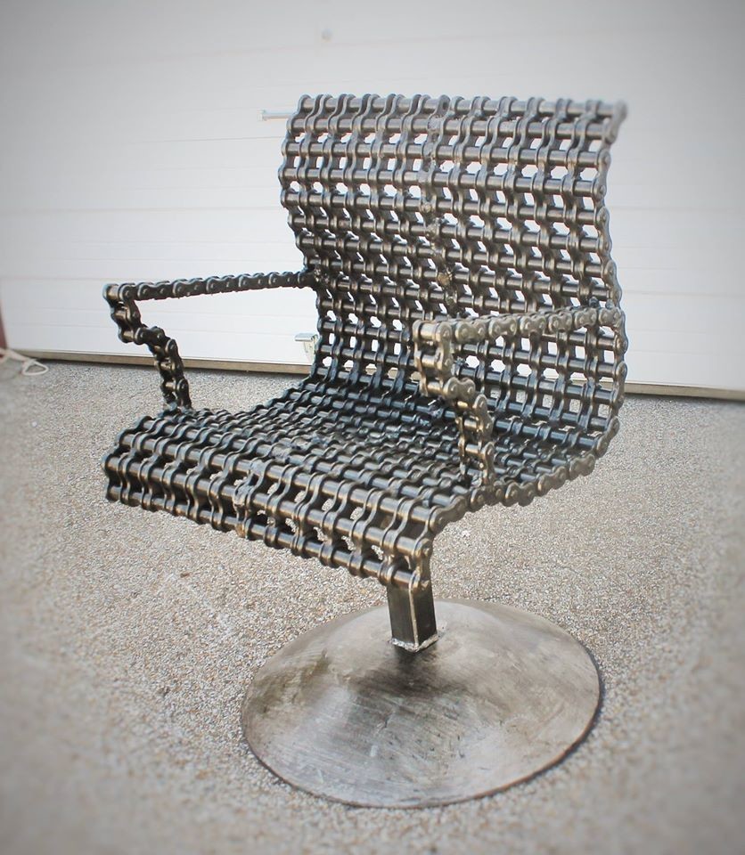 Modern Scrap Metal Chain Chair Contemporary Living Room New