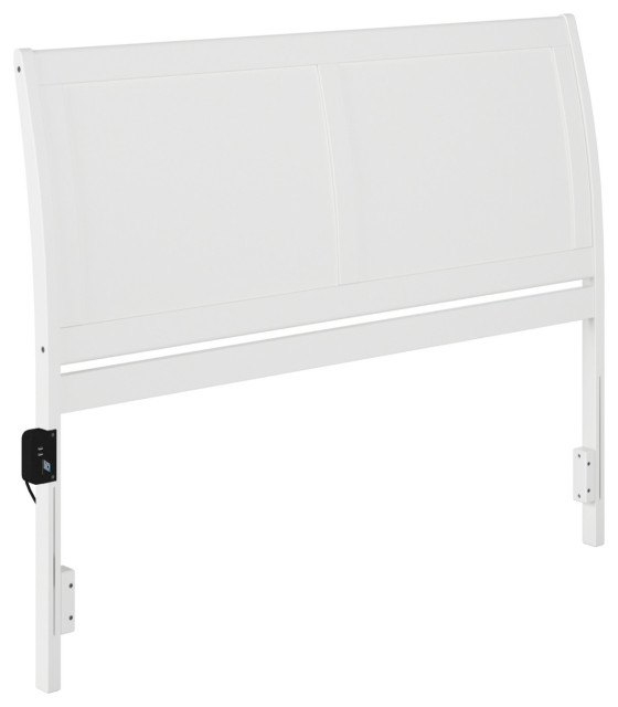 Afi Portland Queen Wood Sleigh Headboard, White Transitional