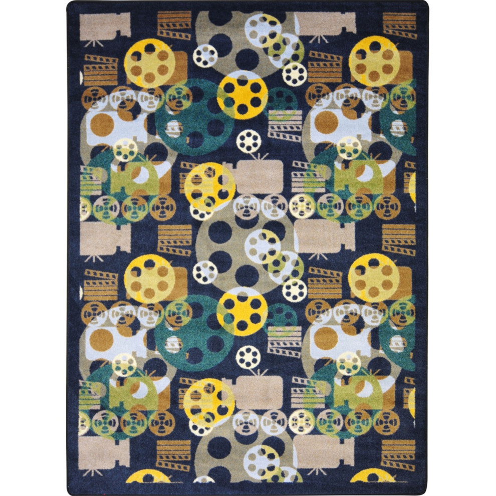Blockbuster 3'10" x 5'4" area rug in color Navy Contemporary Kids