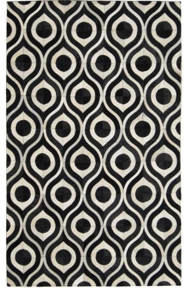 Black and White Rug - Geometric Cowhide Pattern, 4x6