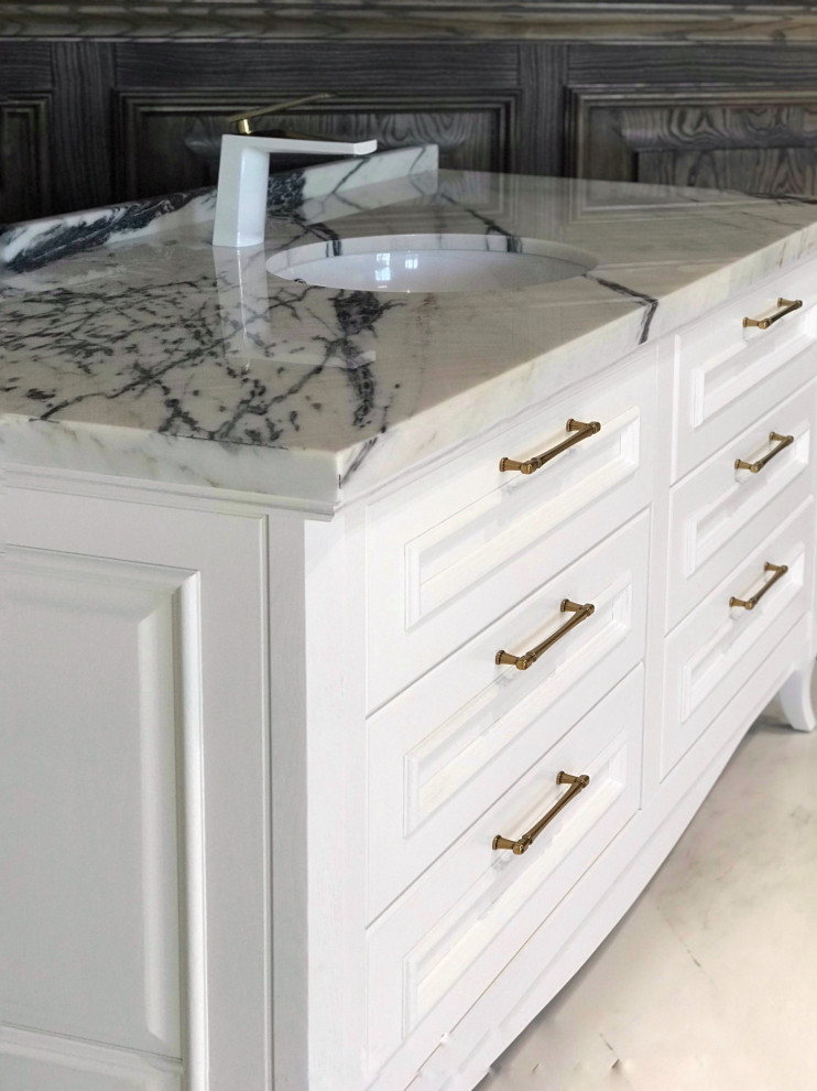 Тумба в ванную со столешницей из мрамора