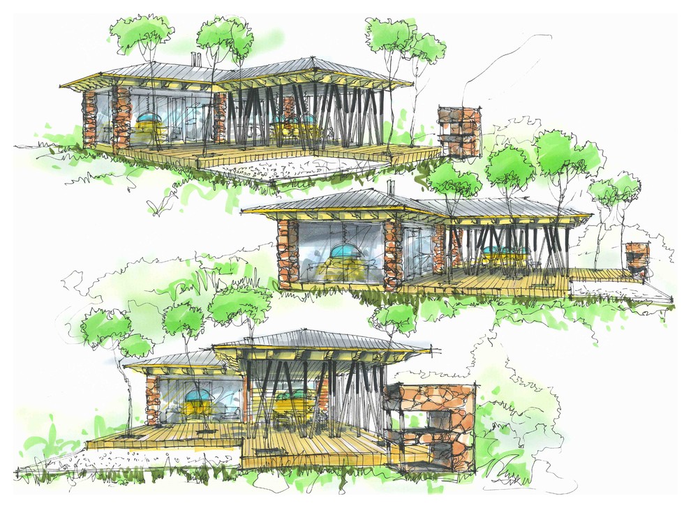 Идея и проект беседки выполнен в ручной графике