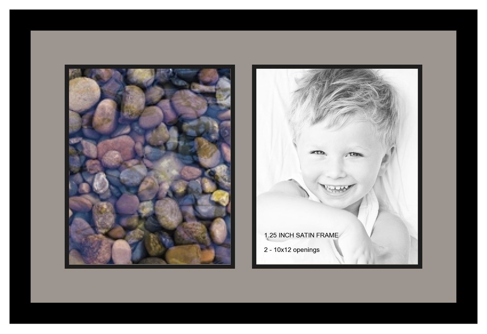 ArtToFrames Collage Photo Frame  with 2 - 10x12 Openings and Satin Black Frame