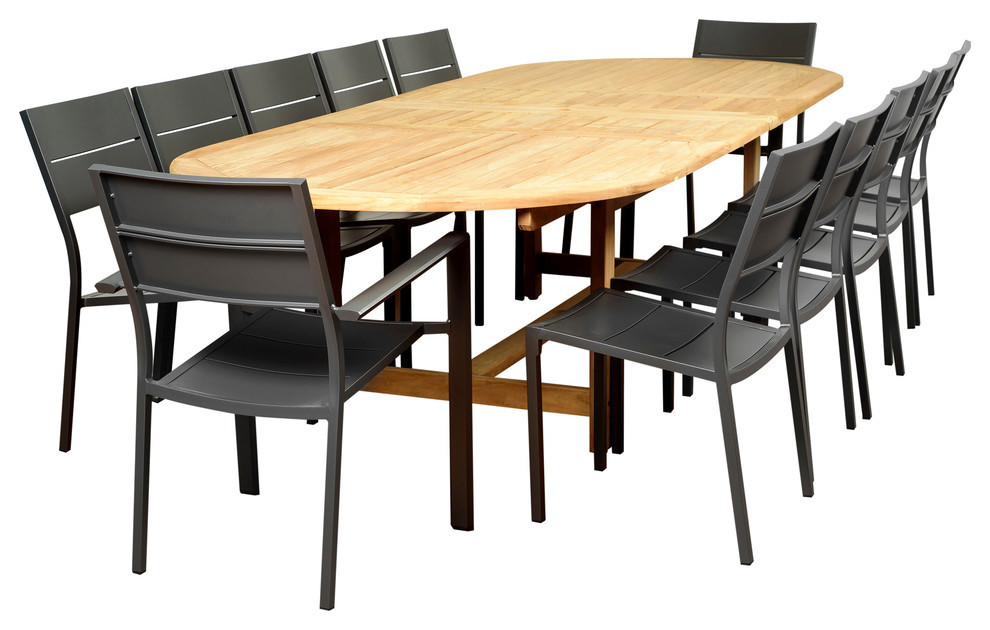 Amazonia Koningsdam 13Piece Teak Double Extendable Rectangular Patio