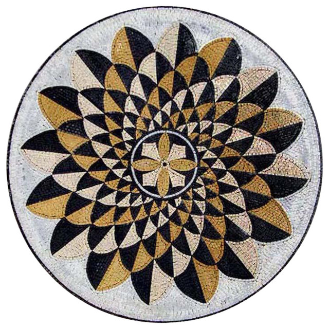 Round Flower Mosaic, Nawar, 24"x24"