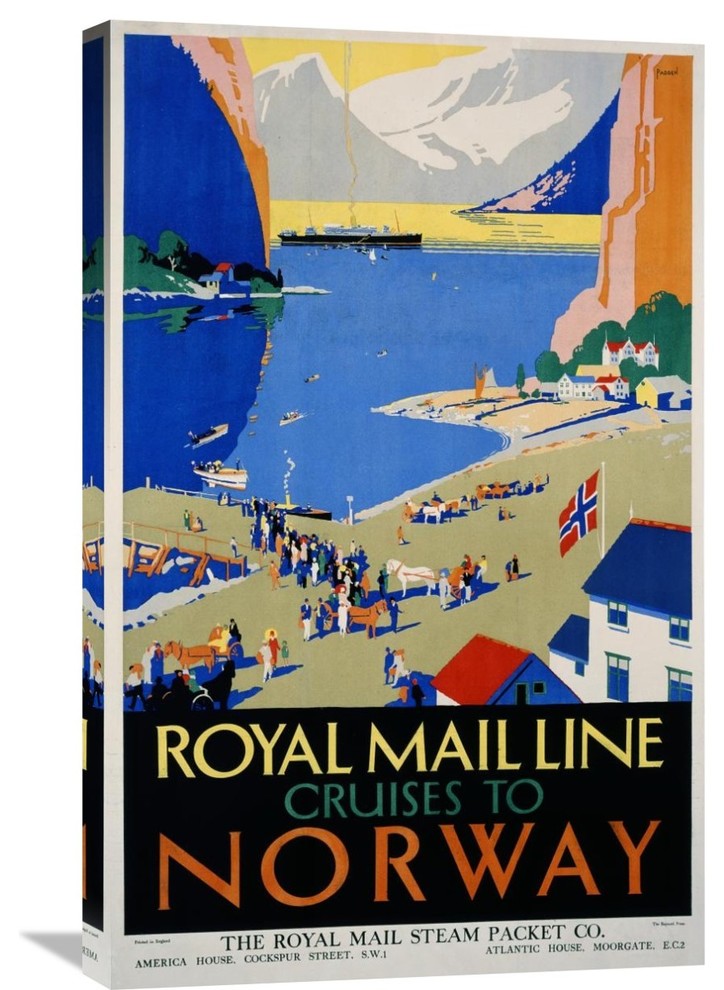 "Royal Mail Cruises / Norway" Artwork, 19.218" x 30" Traditional