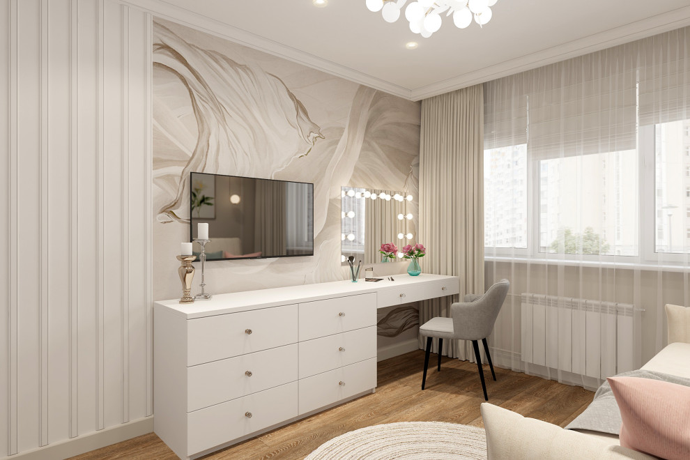 Двухкомнатная квартира 56 кв. м. в стиле неоклассика, в доме серии П-44Т