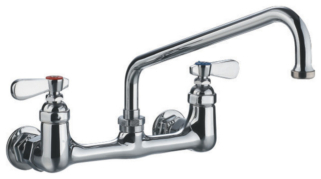 Heavy Duty Wall Mount Utility Faucet With An Extended Swivel Spout