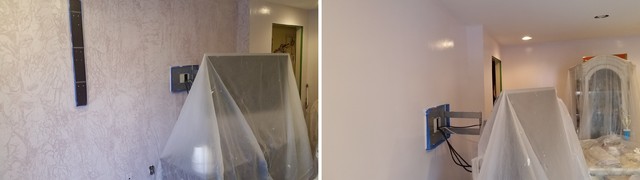 Faux painting. Frottage. Living room in Ozone Park, NY family-room
