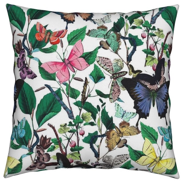 Butterfly Victorian Floral Insects Botanical Throw Pillow