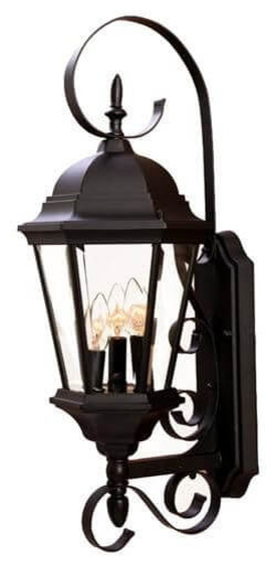 Black And Clear Beveled Glass 3 Light Exterior Wall 