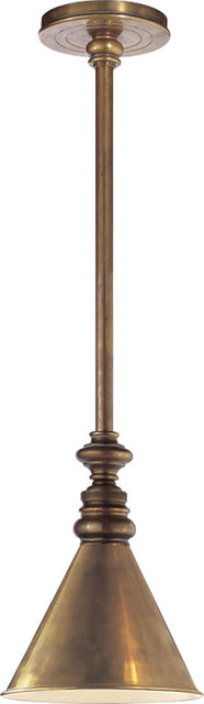 E.F. Chapman Boston 1-Light Pendant, Hand-Rubbed Antique Brass