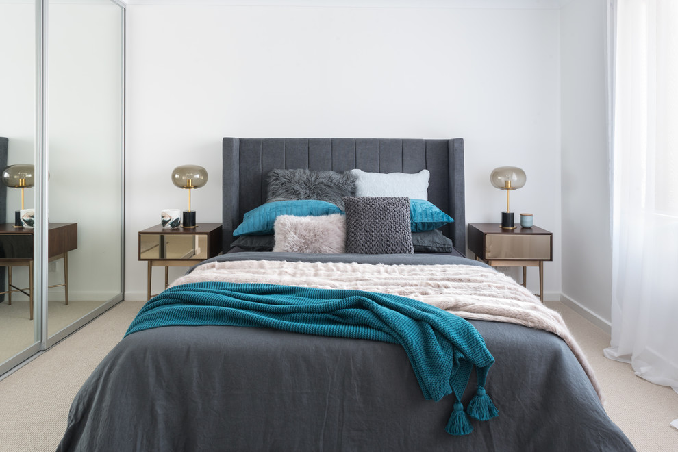 Example of a trendy bedroom design in Perth