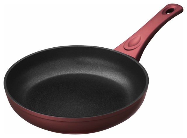 Saflon Titanium Nonstick Fry Pan, 4mm Forged Aluminum, PFOA Free, Red, 8"